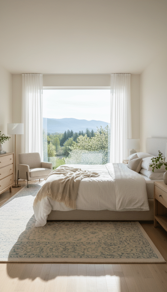 12 Easy Steps to Transition Your Bedroom From Winter to Spring 9 Bedroom with bed angled window 60efb54a8c