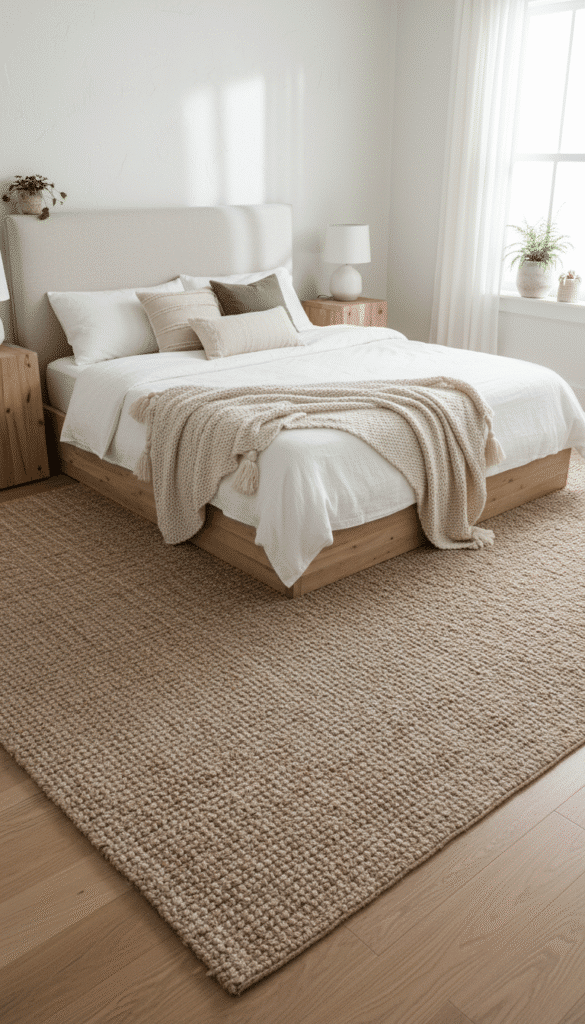 Jute rug beneath bed 92abf74d81