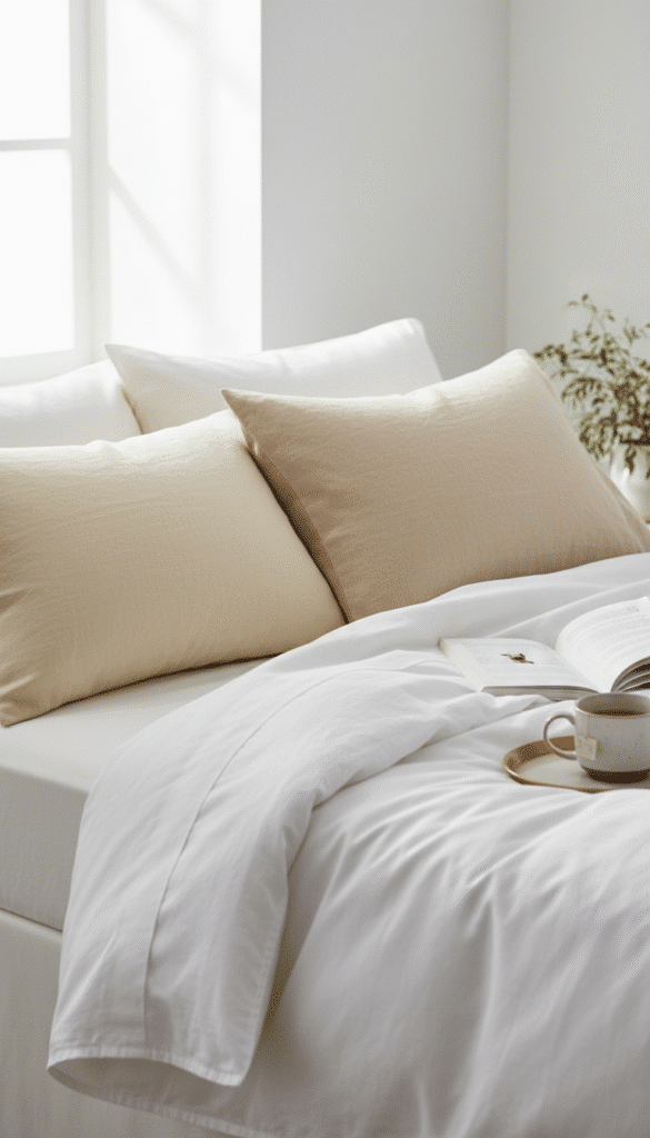 12 Easy Steps to Transition Your Bedroom From Winter to Spring 3 Pillows on bedding detail shot 980a2afa54