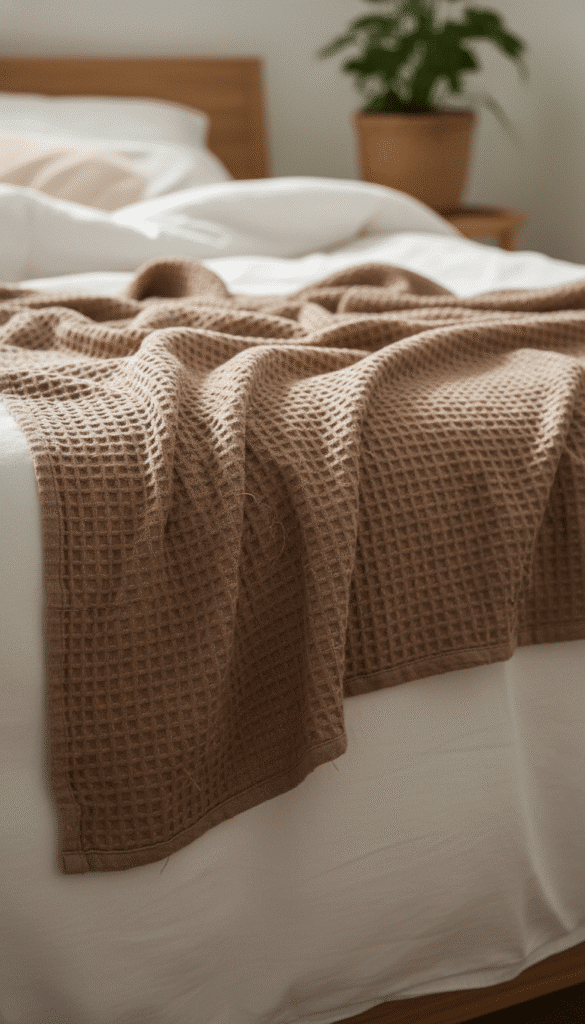 Waffle blanket on bed b8ecc4380a