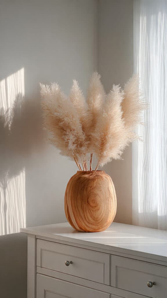 Japandi Minimalist Bedroom Inspiration: 15 Ways to Use Light Wood for a Zen Aesthetic ✨ 15 original a wood vase with plants critique needs t