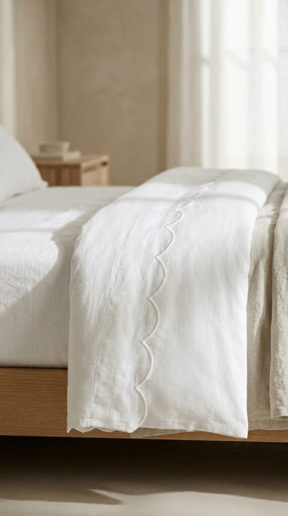 12 Crisp White Bedding Ideas for a 2026 Spring Refresh 5 Ai image promptoriginalbedding with wavy edgescrit 4783c8dd25