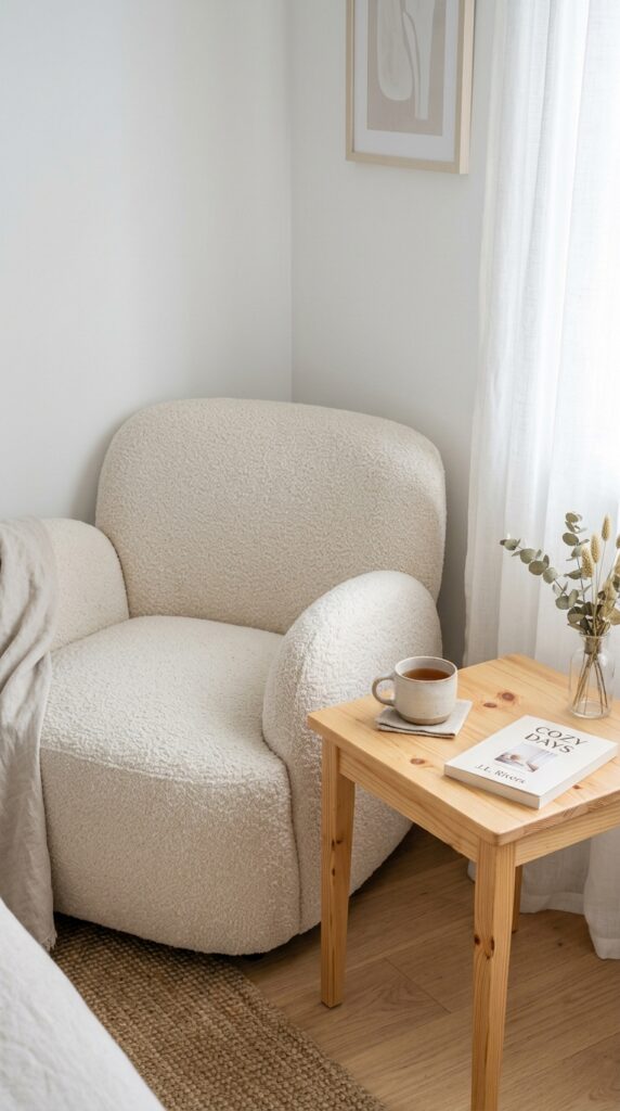 7 White & Wood Spring Bedroom Ideas for 2026 3 Armchair next to side table 3562c7f360