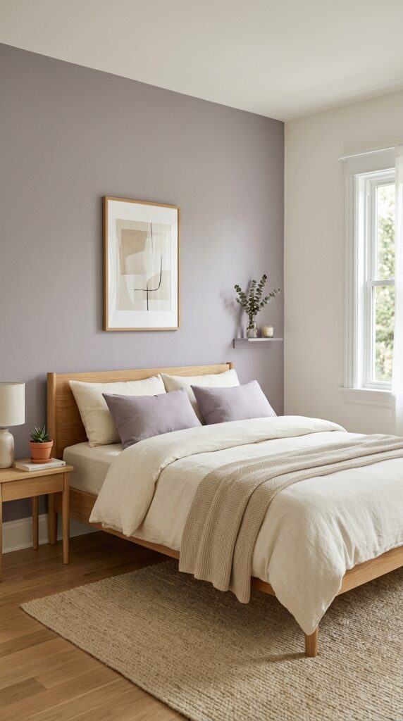 Lavender Haze Bedroom Aesthetic: 10 Dreamy Decor Ideas for a Soft, Romantic Space 5 Bedroom with lavender accent wall 3d1bdbf5f1