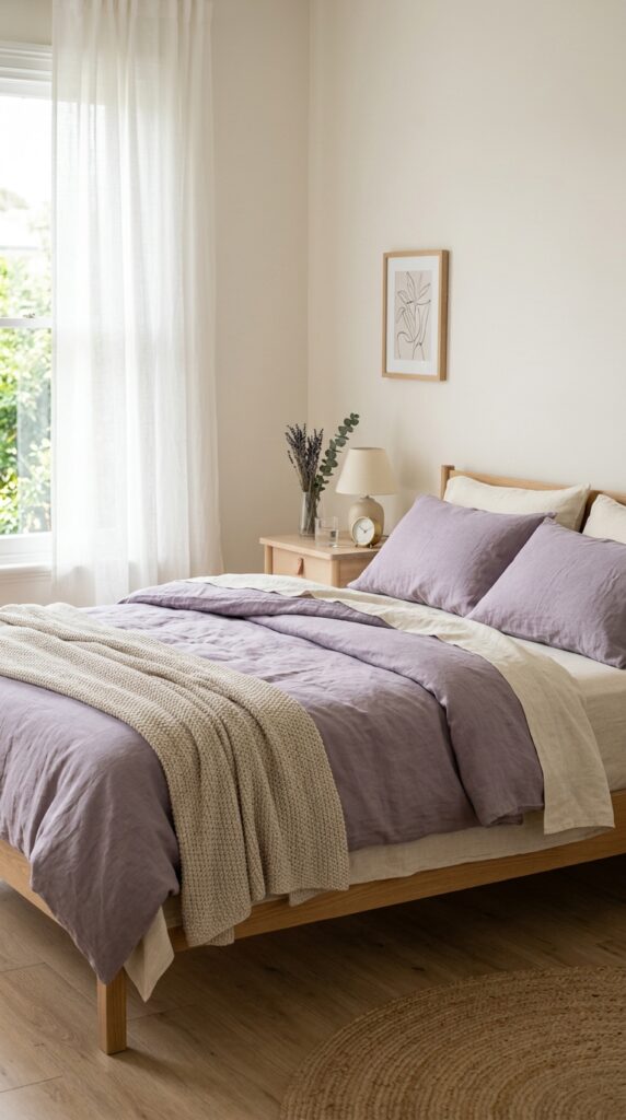 Lavender Haze Bedroom Aesthetic: 10 Dreamy Decor Ideas for a Soft, Romantic Space 2 Bedroom with lavender linen bedding c73f8e9c09