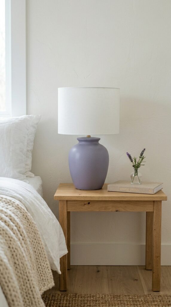 Lavender Haze Bedroom Aesthetic: 10 Dreamy Decor Ideas for a Soft, Romantic Space 7 Lavender lamp on nightstand 55086eb665