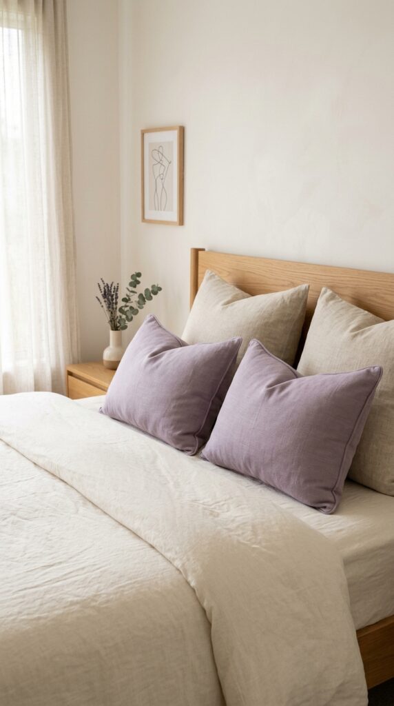 Lavender Haze Bedroom Aesthetic: 10 Dreamy Decor Ideas for a Soft, Romantic Space 3 Lavender pillows on bed 98cc365e98