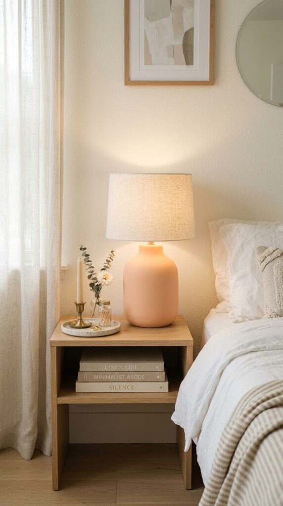 Peach lamp on nightstand a3c784c771