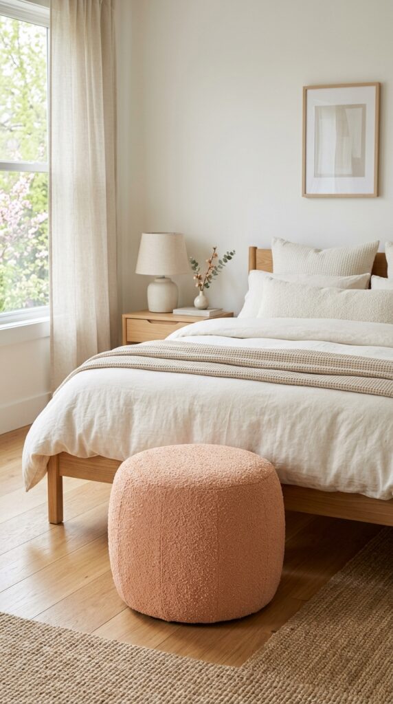 Peach pouf minimalist bedroom 5b3413f3b7