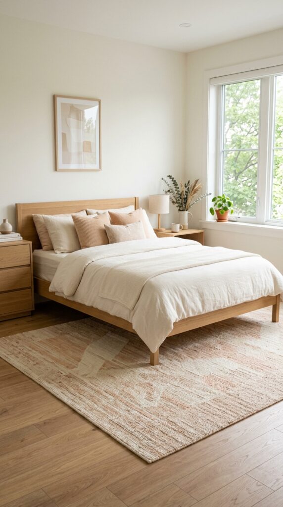 Peach rug in bedroom 4eb4980751