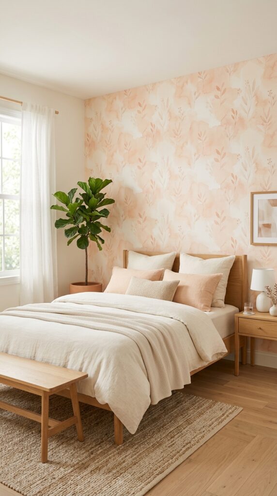 Peach wallpaper modern bedroom a6c60a8316