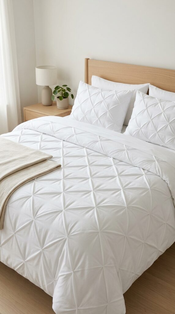 12 Crisp White Bedding Ideas for a 2026 Spring Refresh 10 White duvet cover pintuck pleats 9d4ccc4f11