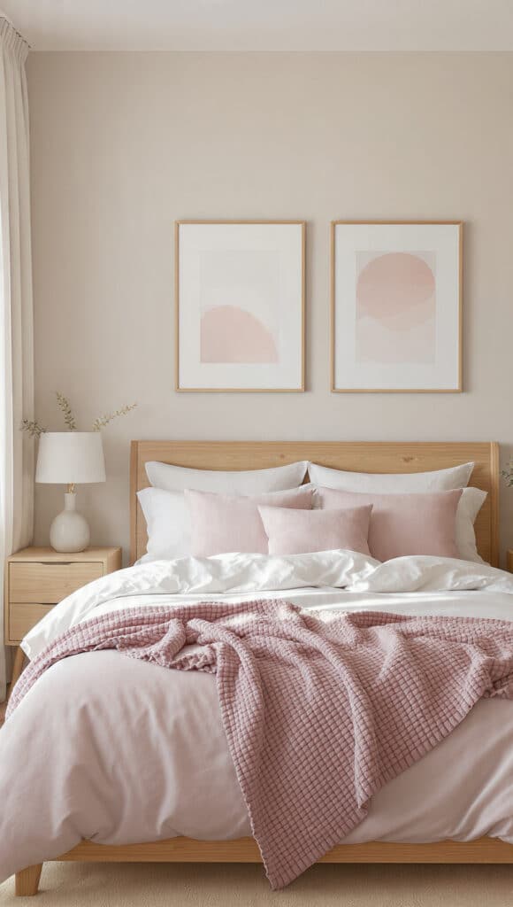 Dusty Rose and White Bedroom Ideas: 18 Elegant Decor Palettes for a Timeless Look 7 draft image prompt greige bedroom with dusty rose