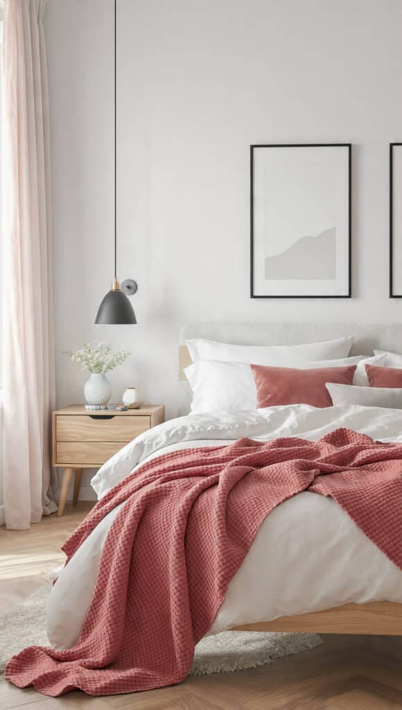 Dusty Rose and White Bedroom Ideas: 18 Elegant Decor Palettes for a Timeless Look 10 draft image prompt modern bedroom with dusty rose