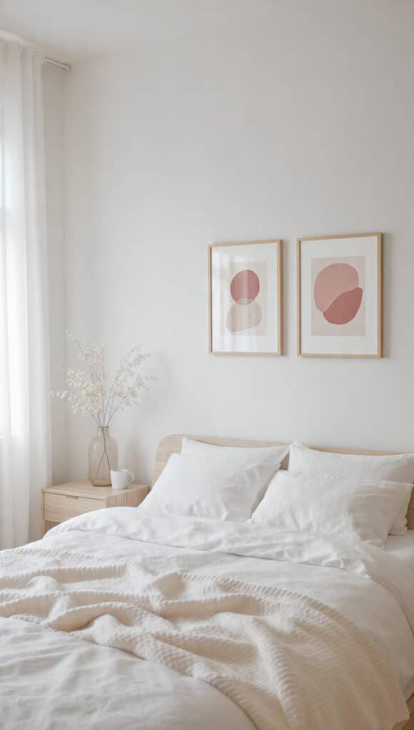 Dusty Rose and White Bedroom Ideas: 18 Elegant Decor Palettes for a Timeless Look 14 draft image prompt white bedroom with dusty rose a