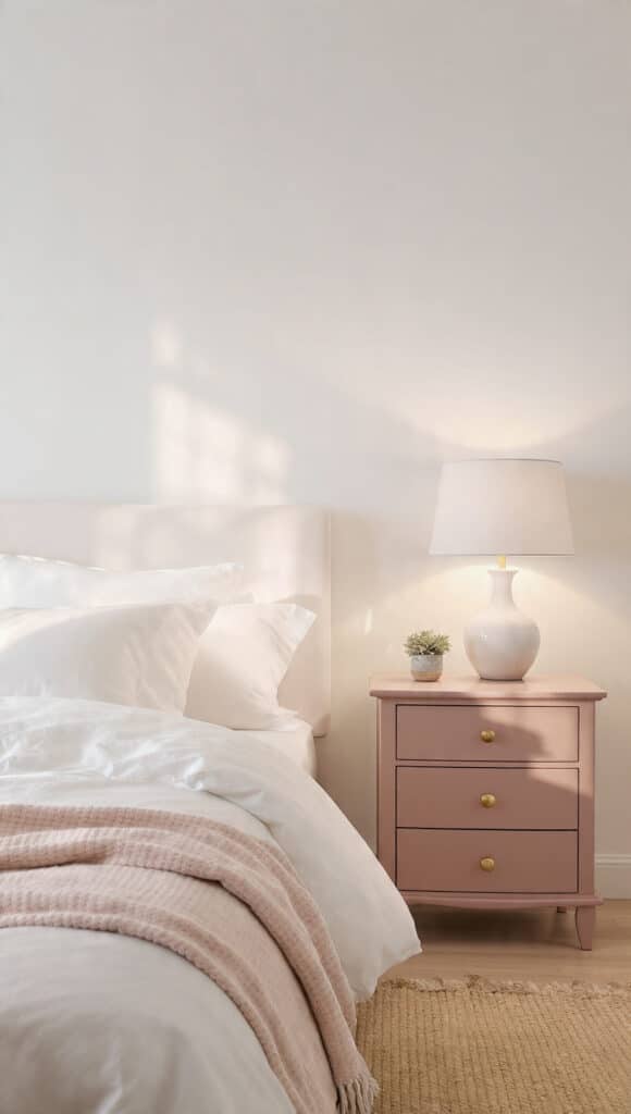 Dusty Rose and White Bedroom Ideas: 18 Elegant Decor Palettes for a Timeless Look 12 draft image prompt white bedroom with dusty rose n